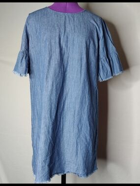 krazy kat Light Blue Chambray Ruffle Sleeve Mini Dress
